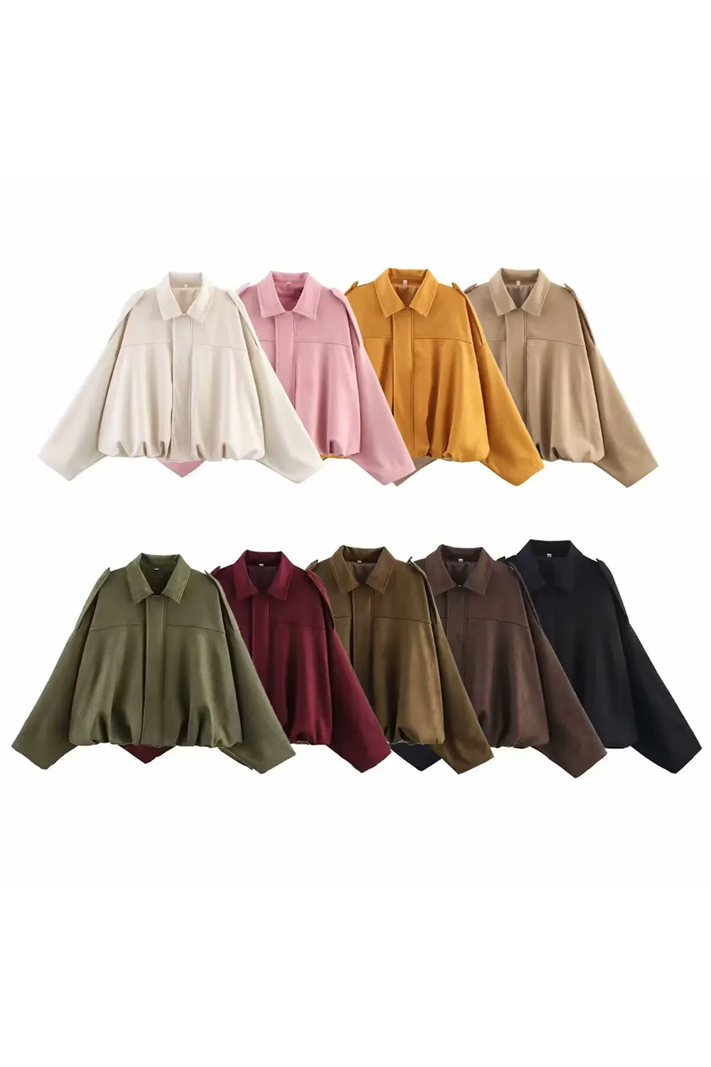Collared Neck Dropped Shoulder Jacket 1